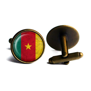 African Nation Cameroon Flag Antique Bronze Cufflinks