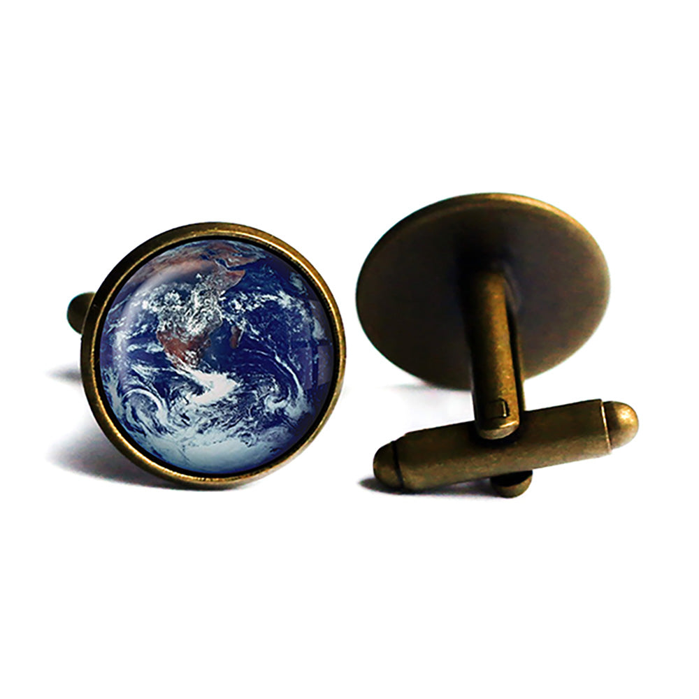 NASA Photograph Earth Wonder Antique Bronze Cufflinks