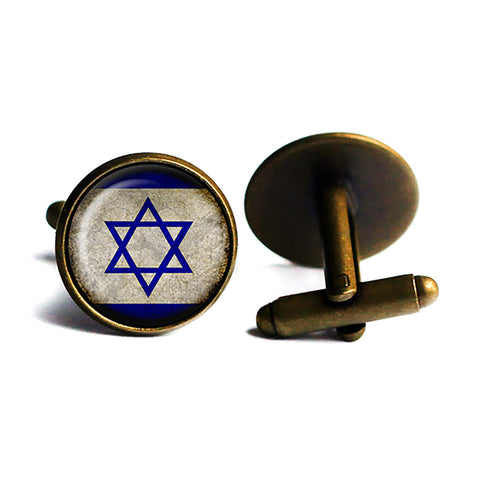 Israel Israeli Flag Antique Bronze Cufflinks