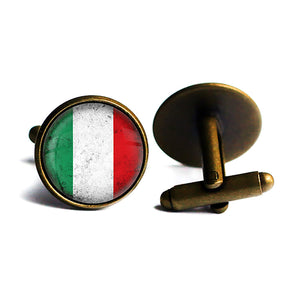 Italy Italian Flag Antique Bronze Cufflinks