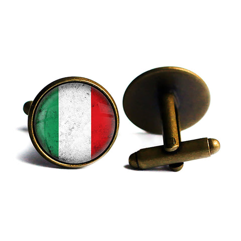 Italy Italian Flag Antique Bronze Cufflinks