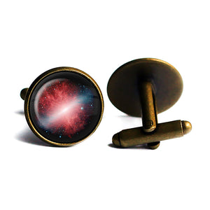 NASA Photograph Red Galaxy Antique Bronze Cufflinks