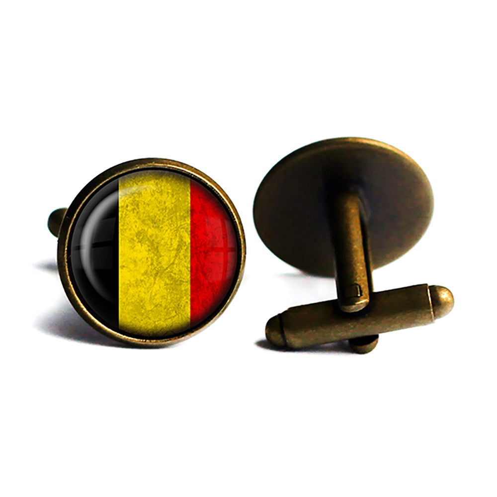 Belgium Belgian Flag Antique Bronze Cufflinks