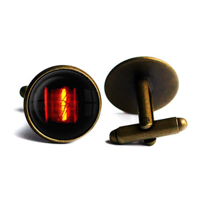 Dieselpunk Steampunk Cyberpunk Nixie Tube Print Number 1 One Antique Bronze Cufflinks