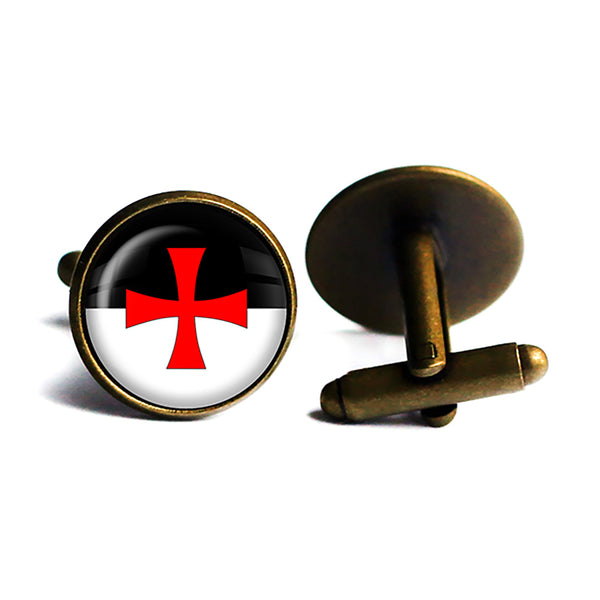 Knights Templar Battle Flag Standard Antique Bronze Cufflinks