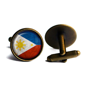 Philippines Filipino Flag Antique Bronze Cufflinks