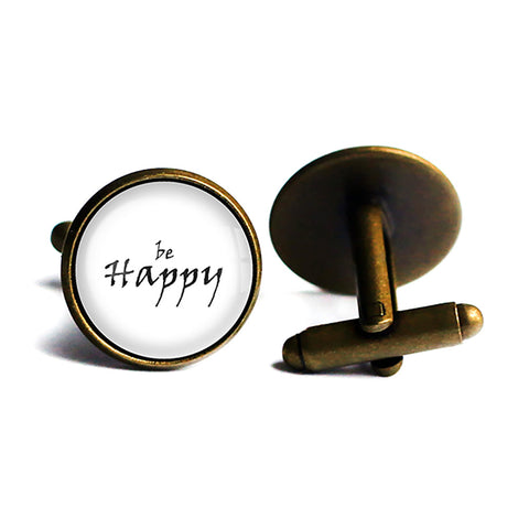 Be Happy Antique Bronze Cufflinks