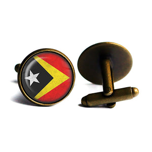 East Timor East Timorese Flag Antique Bronze Cufflinks