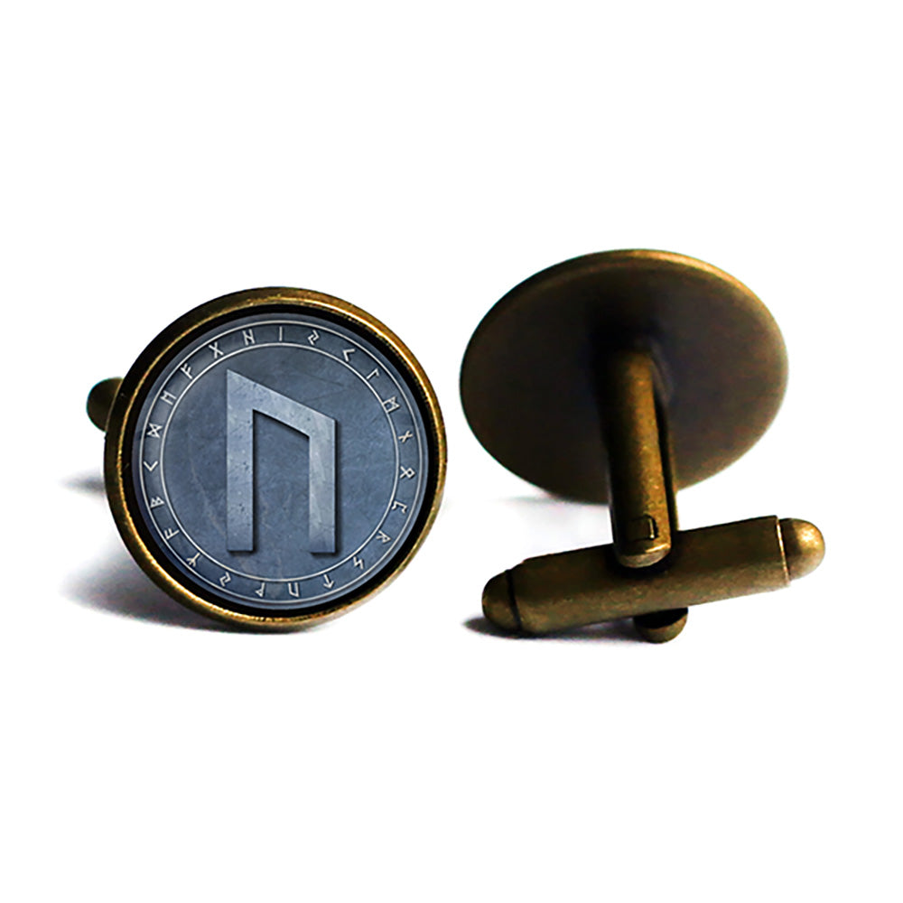 Viking Runes Elder Futhark Rune Circle U Uruz Power Antique Bronze Cufflinks