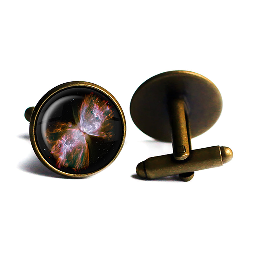 NASA Photograph Red Tarantula Nebula Antique Bronze Cufflinks