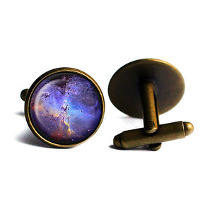 NASA Photograph Nebular Swirls Antique Bronze Cufflinks