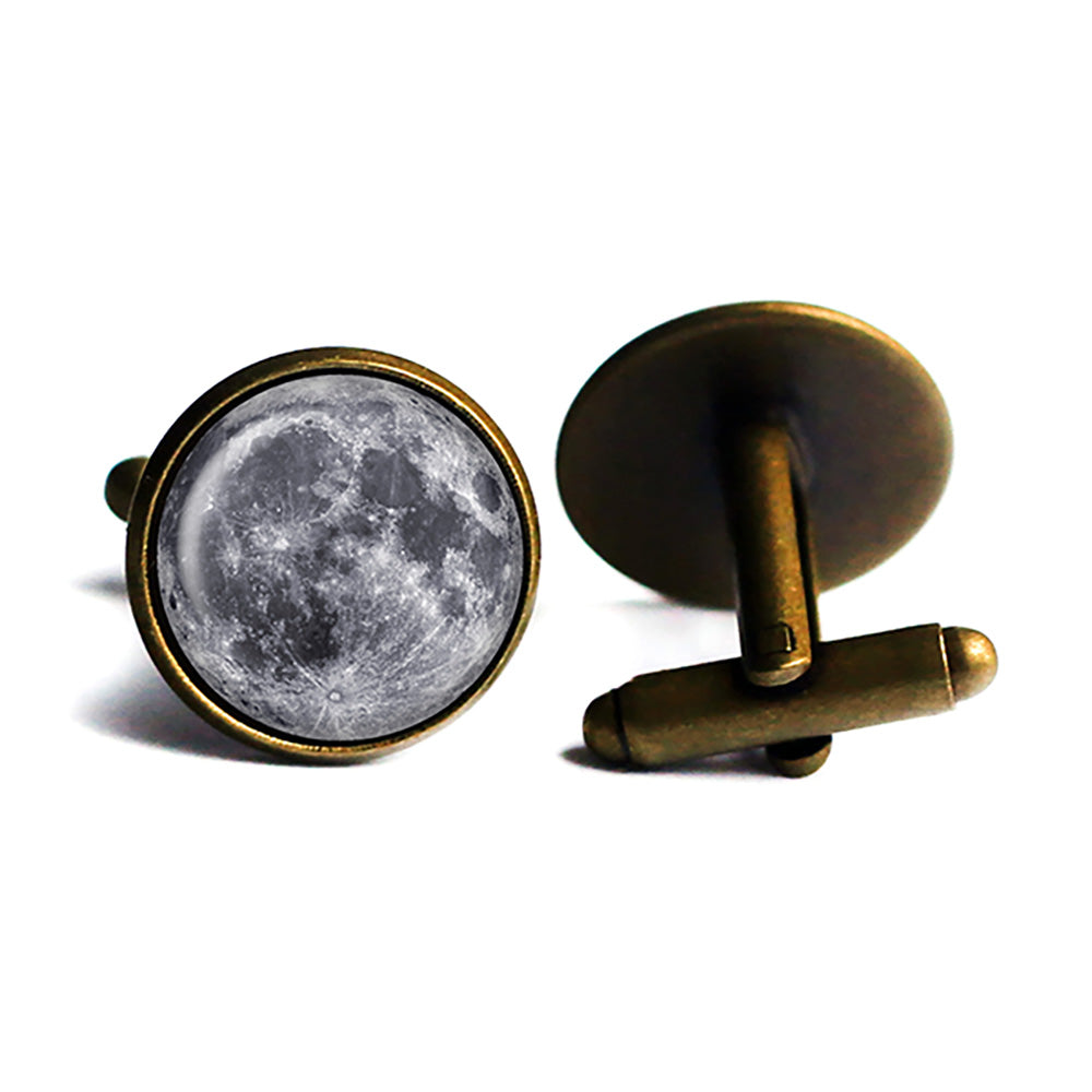 NASA Photograph The Moon Antique Bronze Cufflinks