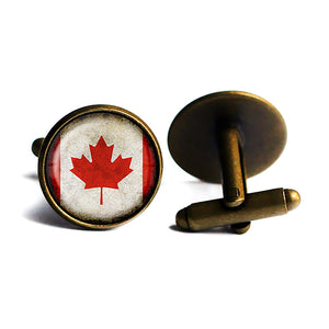 Canada Canadian Flag Antique Bronze Cufflinks