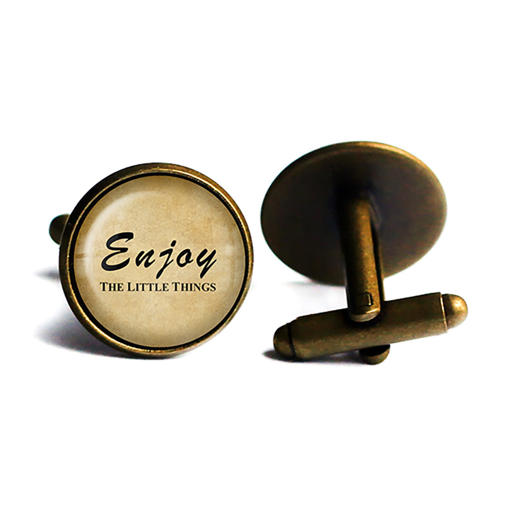Enjoy The Little Things Antique Bronze Cufflinks