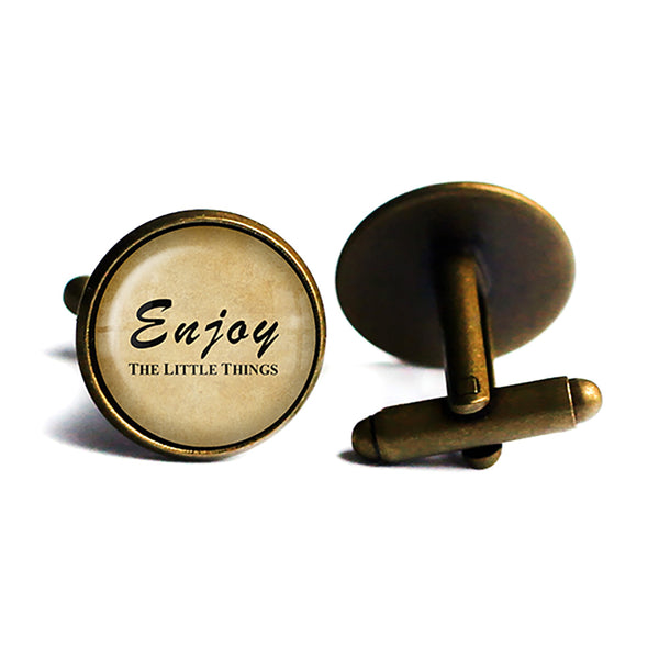 Enjoy The Little Things Antique Bronze Cufflinks