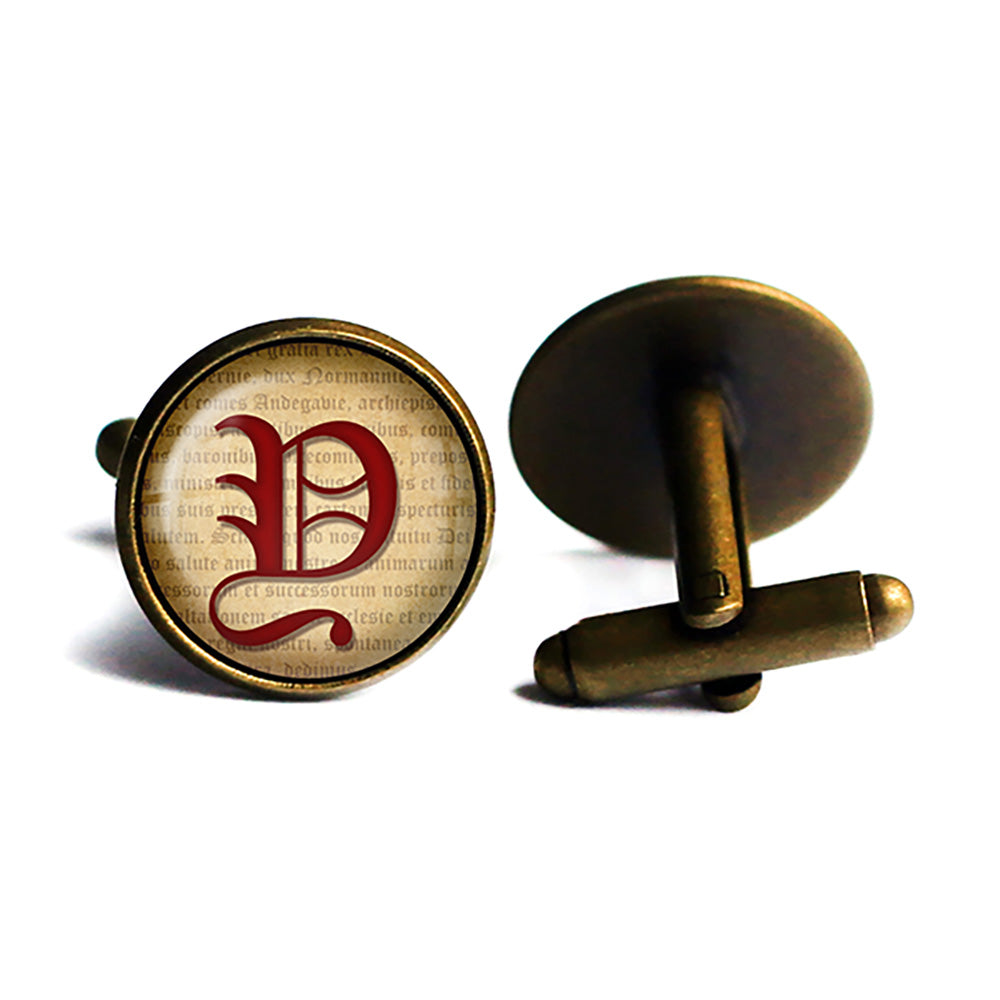 Y Letter Old English Gothic Blackletter Magna Carta Antique Bronze Cufflinks