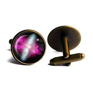 NASA Photograph Nebula Red White Antique Bronze Cufflinks