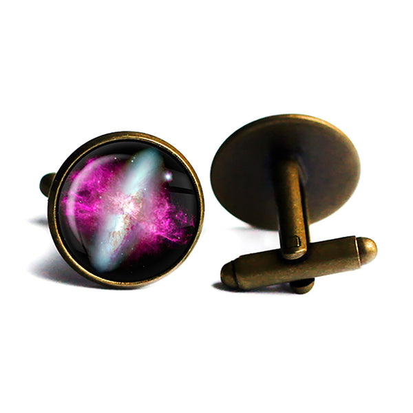 NASA Photograph Nebula Red White Antique Bronze Cufflinks