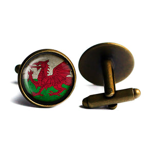 Wales Welsh Flag Antique Bronze Cufflinks