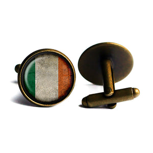 Irish Ireland Flag Antique Bronze Cufflinks