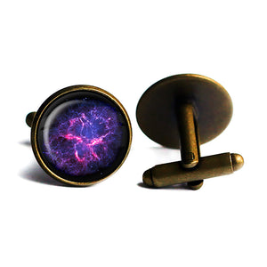 NASA Photograph Nebula Color Burst Antique Bronze Cufflinks