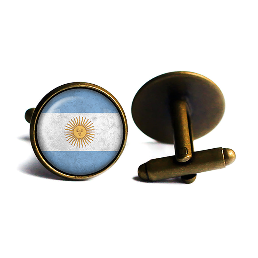 Argentina Argentinian Flag Antique Bronze Cufflinks