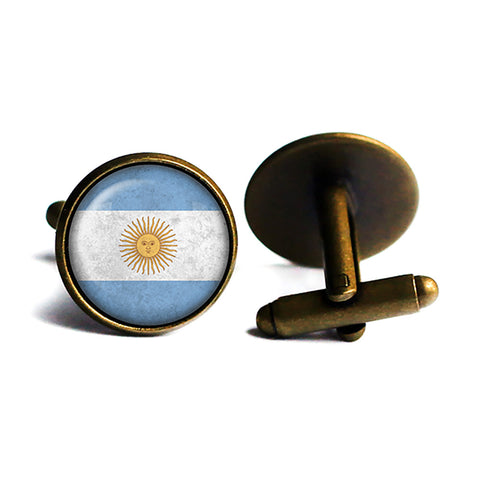 Argentina Argentinian Flag Antique Bronze Cufflinks
