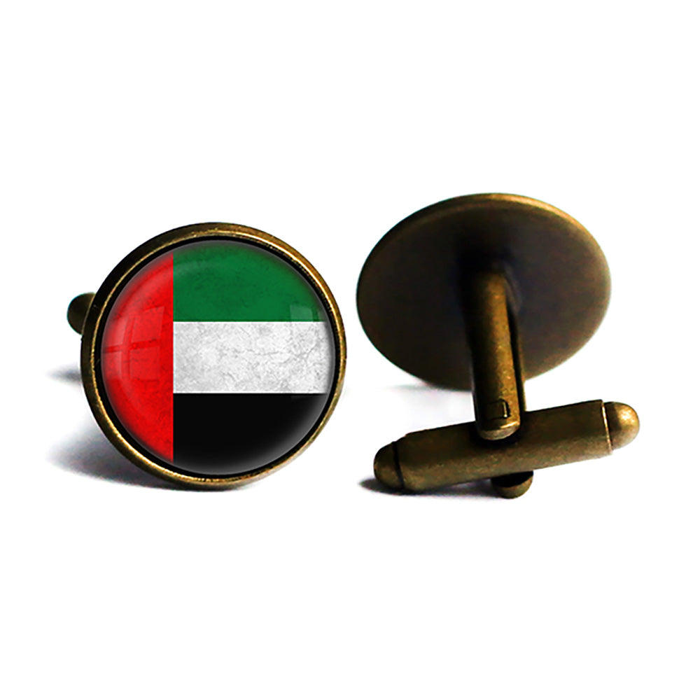United Arab Emirates Emirati Flag Antique Bronze Cufflinks