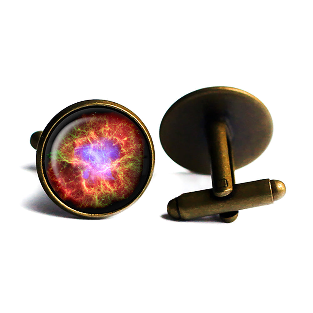 NASA Photograph Crab Nebula Antique Bronze Cufflinks