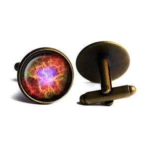 NASA Photograph Crab Nebula Antique Bronze Cufflinks