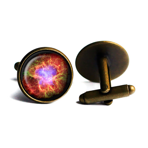 NASA Photograph Crab Nebula Antique Bronze Cufflinks