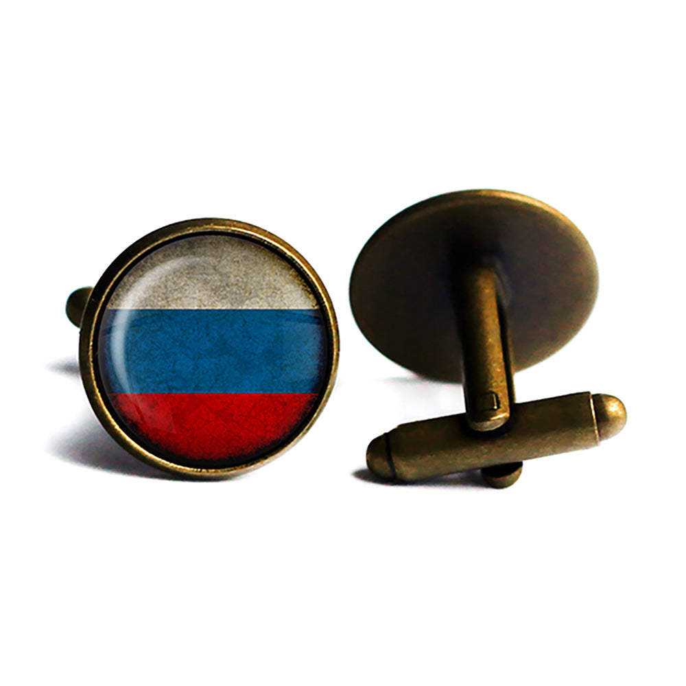 Russia Russian Россия Flag Antique Bronze Cufflinks
