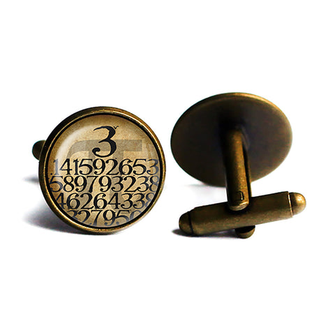 Math Mathematical Pi 3.14159 Antique Bronze Cufflinks