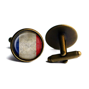 France French Flag Antique Bronze Cufflinks