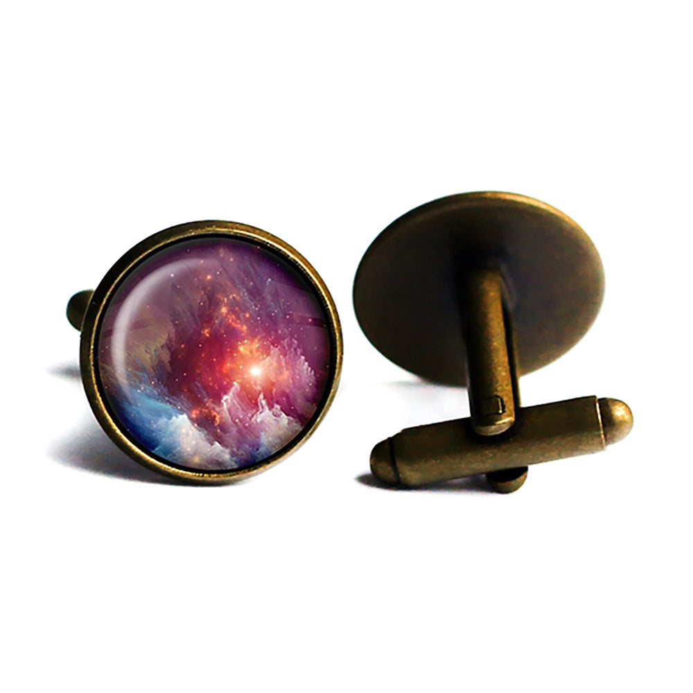 NASA Photograph Nebula Red Beauty Antique Bronze Cufflinks