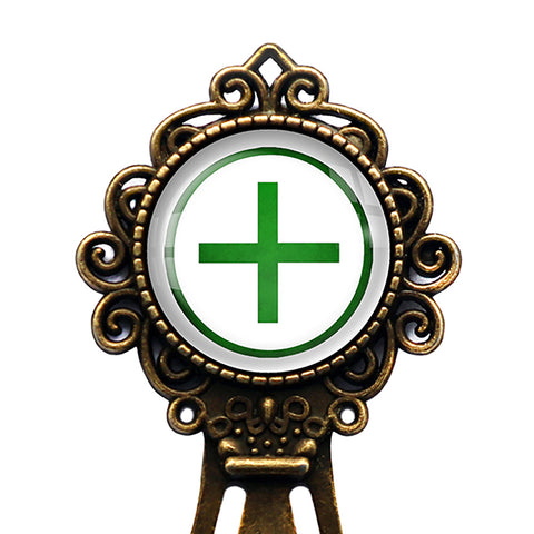 Celtic Cross Ailm Green on White Bronze Bookmark