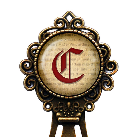 C Letter Old English Gothic Blackletter Magna Carta Bronze Bookmark