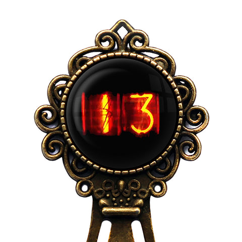 Dieselpunk Steampunk Cyberpunk Nixie Tube Print Number 13 Thirteen Halloween Bronze Bookmark