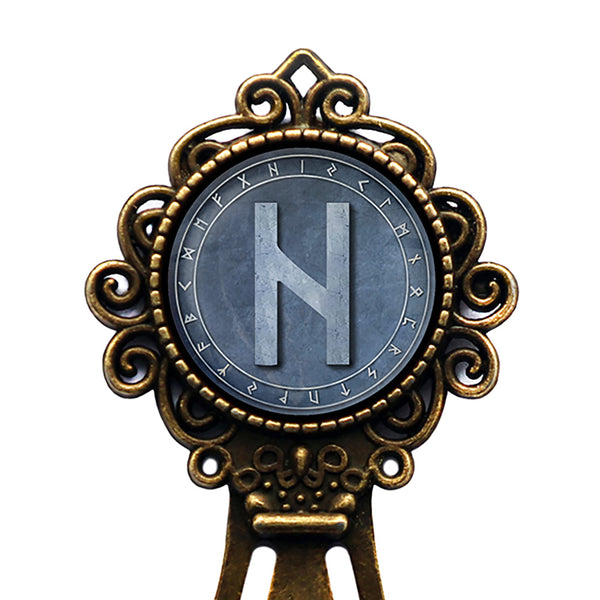 Viking Runes Elder Futhark Rune Circle H Hagalaz Air Bronze Bookmark