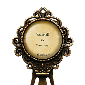 William Shakespeare You Shall See Wonders Bronze Bookmark