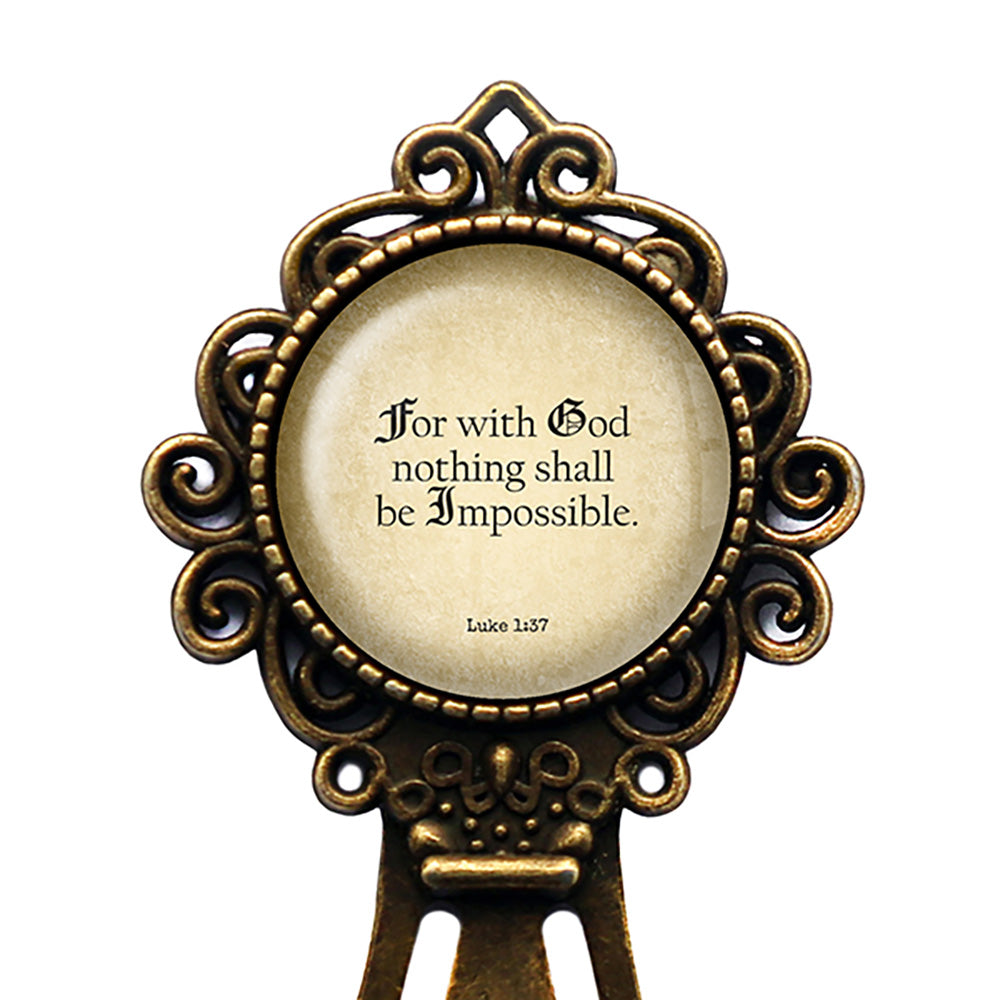 Luke 1:37 For with God Nothing Shall be Impossible King James Version KJV Bible Bronze Bookmark