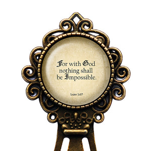 Luke 1:37 For with God Nothing Shall be Impossible King James Version KJV Bible Bronze Bookmark