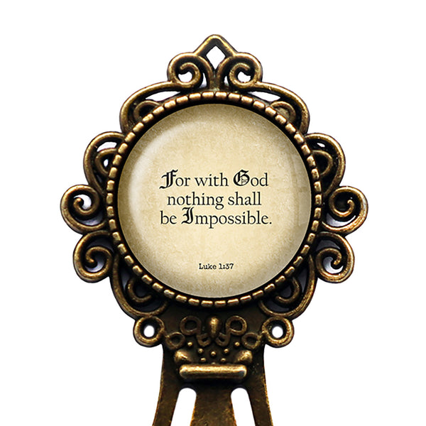 Luke 1:37 For with God Nothing Shall be Impossible King James Version KJV Bible Bronze Bookmark