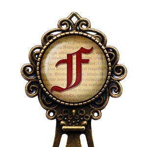 F Letter Old English Gothic Blackletter Magna Carta Bronze Bookmark