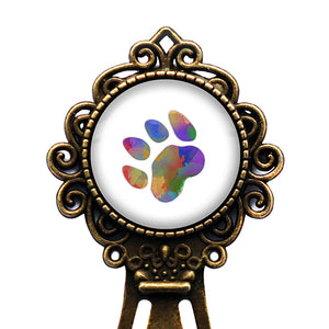 Cat Paw Print Rainbow Watercolor Bronze Bookmark