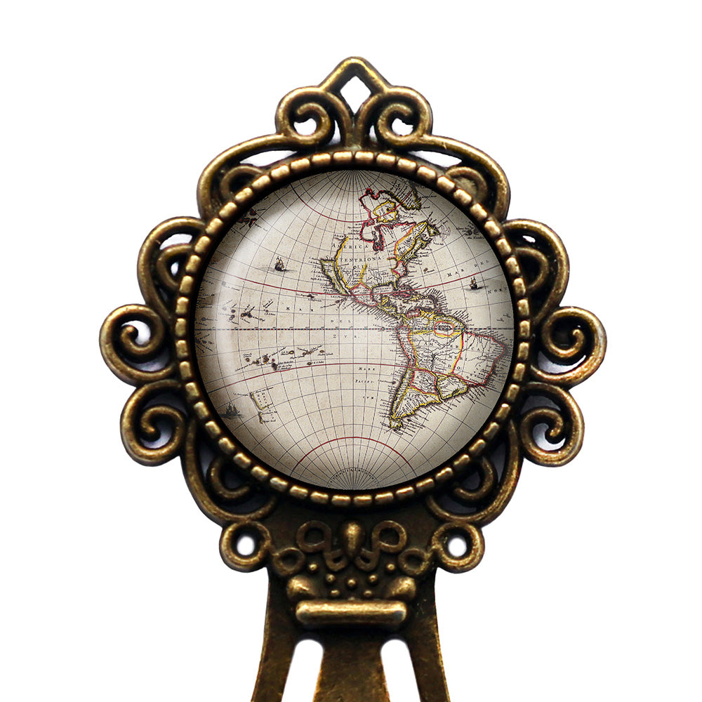 Ancient Map North South America Canada Bronze Bookmark
