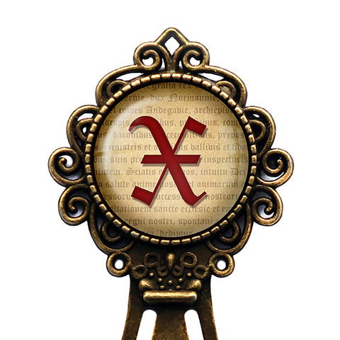 X Letter Old English Gothic Blackletter Magna Carta Bronze Bookmark