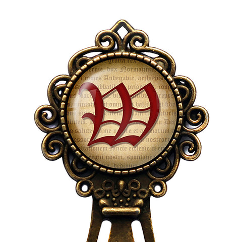 W Letter Old English Gothic Blackletter Magna Carta Bronze Bookmark