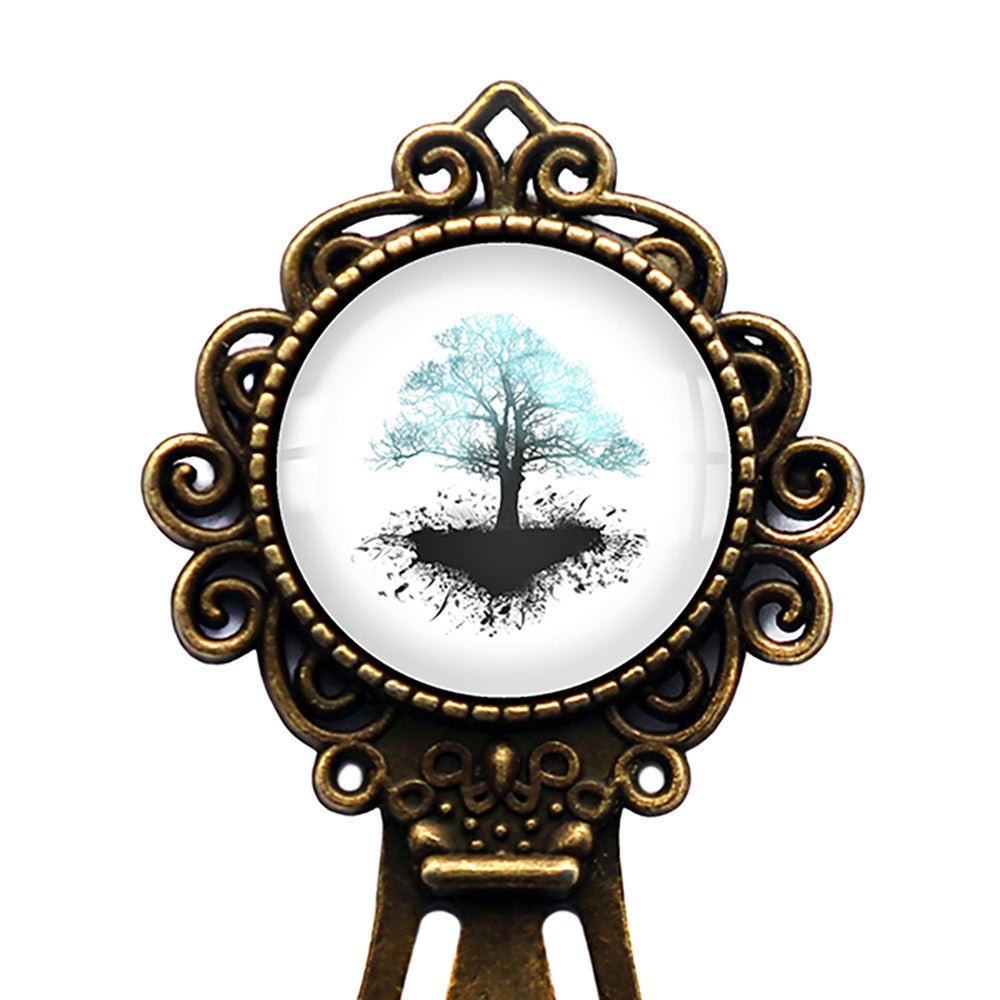 Lightning Blue Grunge Tree of Life Bronze Bookmark