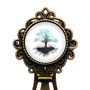 Lightning Blue Grunge Tree of Life Bronze Bookmark